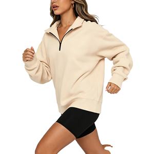 Trendy Queen Womens Oversized Half Zip Pullover <b>Hoodie</b> Casual <b>Summer</b> Fashion Outfit Lined Eco-Friendly Breathable - Product Image 4