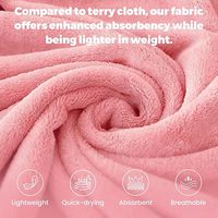 Bata de Baño de Felpa para Mujer, Manga Larga, Cuello en V, Largo Completo, Cinturón Ajustable, Suave y Cómoda, 100% Algodón, Rosa