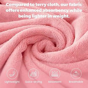 Bata de Baño de Felpa para Mujer, Manga Larga, Cuello en V, Largo Completo, Cinturón Ajustable, Suave y Cómoda, 100% Algodón, Rosa - Product Image 5