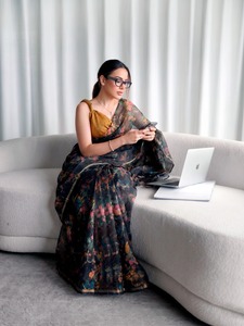 Indian Traditional Ethnic Casual Saree in Floral Print for Daily Wear and Festive Function for Women Fancy Trendy Outfit - Product Image 4