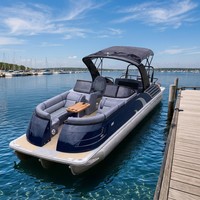 Bateau ponton Kinocean 27 pieds, bateau de pêche hors-bord, ponton avec rangement, sièges, pont, camping, loisirs, transport facile sur remorque