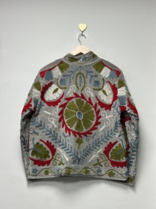 Floral Embroidered <b>Velvet</b> Bomber <b>Jacket</b> <b>Women</b> O'Collar Full Sleeve Winter Vintage Thick Breathable Woven Outerwear Casual Open - Product Image 5