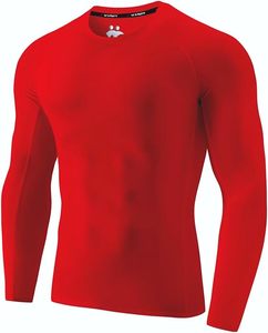 USKOY Men's Yellow Long Sleeve Compression Shirt Crew Neck Quick Dry Breathable <b>Sweat</b>-Wicking Solid Color Training <b>Top</b> - Product Image 3