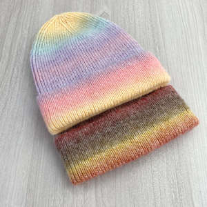 Custom Digital Printing <b>Tie</b>-dye Letter Pattern Knitted Beanie Hat for Unisex Travel Slouchy Stripe <b>Wool</b> Beanie Hat for Adult - Product Image 4