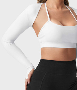 Top de punto elástico casual para mujer, de manga larga, hombros descubiertos, ajustado, para capas, de poliéster y elastano, al por mayor - Product Image 4