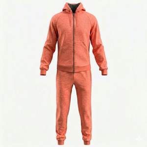 Men's Solid <b>White</b> Hooded <b>Tracksuit</b> Full Zipper Casual Jogger Set 100% Cotton Breathable Midweight Regular Fit Autumn Wear - Product Image 6