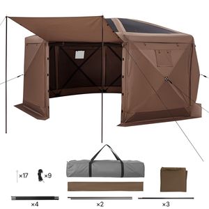 Grande Gazebo Pop-up a 8 Lati 15 X 15 ft, Tenda con Zanzariera a Montaggio Rapido per Campeggio, Tetto Rimovibile con Borsa per il Trasporto, Riparo dal Sole - Product Image 1