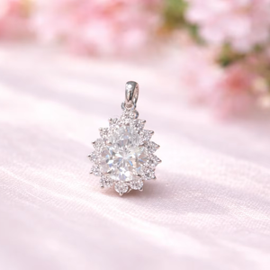 Lurba Jewels 1.95 Ct Pear Cut Moissanite Halo Set Christian Vintage Wedding <b>Pendant</b> Charm <b>Solid</b> 14k White <b>Gold</b> Women's - Product Image 1