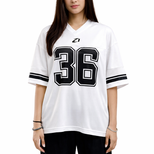 Maillot de football américain personnalisé de haute qualité, coupe ajustée, noir et blanc, t-shirt d'équipe, sublimation, uniformes d'entraînement unisexes - Product Image 1