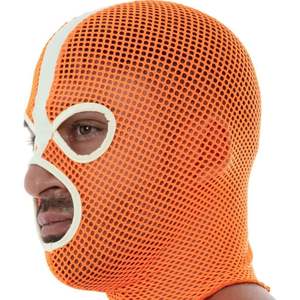 Masque en maille néon orange pour homme, vêtement de club fetish, design néon audacieux, imperméable, pour le sexe anal et vaginal - Product Image 5