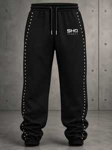 SHAFIQ SPORTS Pantalon de survêtement en velours côtelé 100 % cuir véritable bleu marine pour homme, taille élastique avec cordon de serrage, respirant, coupe-vent et imperméable - Product Image 3