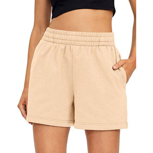 Shorts d'été décontractés en coton respirant pour femmes, taille élastique, couleur unie, coupe confortable, vente en gros sur mesure - Product Image 5