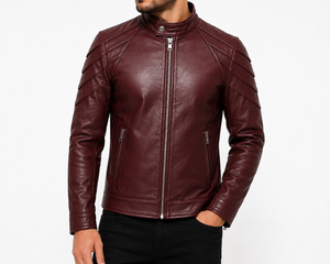 Veste de moto élégante en cuir véritable de qualité supérieure pour homme, vêtement d'extérieur tendance, coupe ajustée moderne, confort de luxe, utilisation quotidienne, coupe-vent - Product Image 1