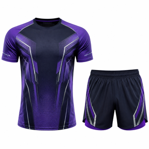 Ensemble de t-shirt et short de sport légers pour homme, en mesh respirant, pour la course à pied, l'entraînement, la gym, la musculation, la remise en forme, vêtements de sport - Product Image 1