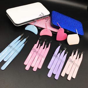 แหนบต่อขนตาเคลือบสี 4 สี รุ่น RMI ป้องกันแม่เหล็ก ปลายเรียบ สแตนเลส พร้อมกระจกต่อขนตา / กล่องแม่เหล็ก - Product Image 4