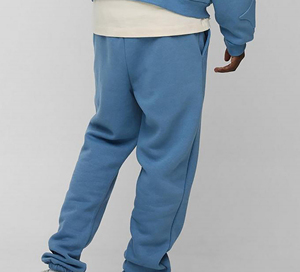 Pantalon de survêtement en coton bleu pour hommes, taille élastique, poches latérales, vêtements décontractés d'automne, logo sur la jambe droite - Product Image 4