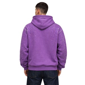 ODM OEM Heavyweight 450 GSM Fleece Hoodies Oversized Streetwear custom Rhinestone Pullover Men Fashion Brand Hooded Sweatshirt - Product Image 2