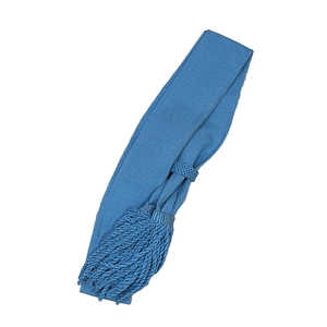 Ceinture en soie bleue tricotée avec double frange et pompons, lavable et écologique, pour la décoration de vêtements - Vente en gros - Product Image 1
