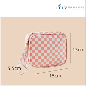 Trending Modern Eco-Friendly Portable Checkered <b>Makeup</b> Sanitary Pad <b>Storage</b> Zipper Bag Large Capacity Water Resistant Foldable - Product Image 5