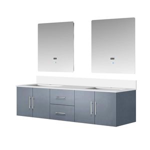 Grigio scuro 72 pollici. L X 22 Pollici Mobile bagno doppio con lavabo da 30 pollici Specchi LED con Top in Quarzo Bianco per Mobili da Bagno - Product Image 4