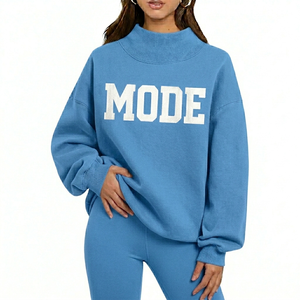 Mockneck Sweatshirt Easy Layer Fit Oversized Cotton Blend Pullover Warm Winter Casual Streetwear Everyday Top - Product Image 1