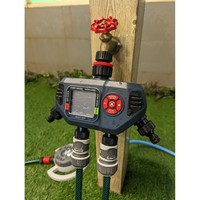 4 katup Digital cerdas pengatur waktu air taman yang dapat diprogram dengan penundaan hujan hingga 7 hari pompa baterai ON/OFF Manual
