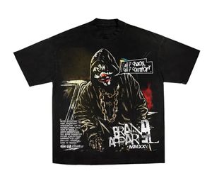 Men's Black Hooded Clown Print <b>T</b>-Shirt Street Style Casual Short Sleeve 100% Cotton Regular Fit <b>T</b> Shirt with Custom Logo - Product Image 1