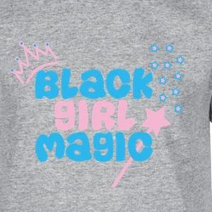 Women's Heather Gray Black Girl Magic Embroidered T <b>Shirt</b> with Blue Pink Lettering Crown <b>Star</b> Design Short Sleeve Crew Neck - Product Image 5