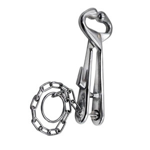 Alicates de acero inoxidable para sujetar la nariz de ganado (toros y vacas) con cadena larga, diseño de logotipo personalizado, para veterinaria y ganadería. - Product Image 1