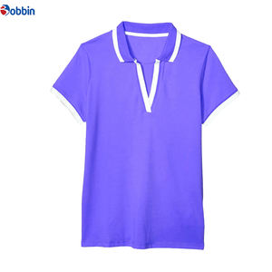 Nouveau design personnalisé de polos pour femmes, polos confortables en coton pour femmes, col rayé, coupe ajustée décontractée - Product Image 6