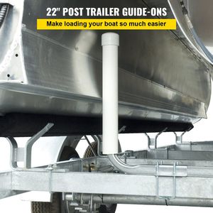 2 Pezzi Guide per Pali di Rimorchio per Barche in Acciaio da 22 Pollici con Coperture in PVC Bianco, Accessori di Montaggio Completi Inclusi - Product Image 2