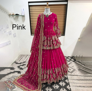 ชุด kurti & dupatta ชุดอินเดียพื้นเมืองดั้งเดิมพร้อมงานปักเลื่อมงานปักเลื่อมงานปาร์ตี้แบบเย็บเต็ม - Product Image 1