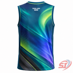 Fabricant de maillots de basket-ball avec logo personnalisé, maillot de sport d'équipe personnalisé par sublimation, Aurora Lime Spectrum - Product Image 2