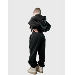 Heavyweight Fleece <b>Baggy</b> Sweatpants Crop Oversize Sweatshirts <b>Women</b> <b>Jogger</b> Fitness Wear Trouser Pajama Ladies Crop Tracksuits - Product Image 2
