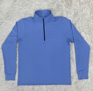 Pull à col montant zippé pour homme, personnalisé, en tissu extensible respirant, fourni par l'usine pour les marques, les tenues d'équipe et l'usage décontracté - Product Image 1