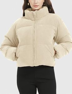 Veste courte matelassée zippée à col rond pour femme, coupe vintage imprimée, coupe-vent et respirante - Product Image 2