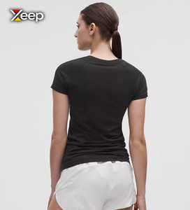 เสื้อยืดออกกำลังกายผู้หญิง XEEP แบบสบายๆ น้ำหนักเบา ทรงหลวม แขนสั้น ระบายอากาศดี คอวี ปักลายตัวอักษร ผ้าถัก - Product Image 2