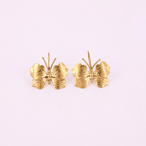 Pendientes de Mariposa y Hoja de Latón Chapados en Oro para Mujer, a la Moda - Product Image 1