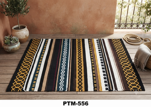 Alfombra de Lana a Rayas, Rectangular, Estilo Bohemio, Tejido Plano, Antideslizante, para Sala de Estar, PTM-556 - Product Image 4