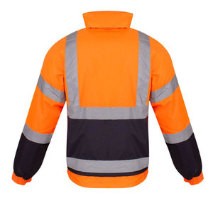 High Visibility Safety <b>Jacket</b> Class 2 Waterproof Reflective Workwear Navy Blue with <b>Silver</b> Stripes and Zipper Closure - Product Image 6