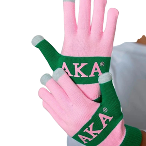 Guantes de punto AKA para escribir mensajes de texto, color rosa y verde, guantes de invierno con pantalla táctil, suaves, elásticos, cálidos, para clima frío - Product Image 1