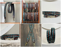 Nouvelle sangle de guitare en cuir usinée à la main personnalisée avec accents floraux turquoises sangle réglable de style occidental pour guitare acoustique