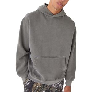 Prix Abordable Vente en Gros Sweat à Capuche Homme 100% Coton Épais Molleton Bouclette Lourd Style Épaules Tombantes Personnalisable Fournisseur - Product Image 1