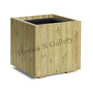 Best Selling Outdoor <b>Wooden</b> <b>Planters</b> Pots Handmade with Attractive Minimalist Design Natural Finishing Low Price - Product Image 3