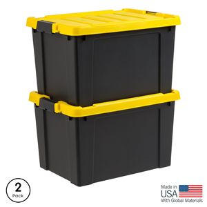 Bac de rangement en plastique noir de 19 gallons avec couvercle à fermeture, 1 paquet, modèle D0100XFIAJA - Product Image 1