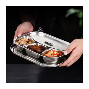 Bandeja de Servicio de Acero Inoxidable Premium con Compartimentos, Plato de Cena Multisección para Uso en el Hogar, Cocina, Restaurante y Cantina - Product Image 1