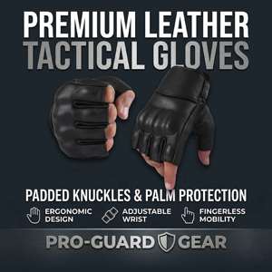 Guantes de Motocicleta de Medio Dedo, Ligeros, Antideslizantes, de Cuero Genuino, Unisex, para Verano, Tácticos y para Motociclistas - Product Image 2