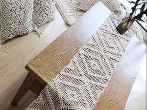 Handmade Eco-Friendly Durable Macrame <b>Table</b> <b>Runner</b> Custom Size and Design Natural Cotton Boho Style <b>Table</b> <b>Runners</b> with Tassels - Product Image 3