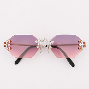 Pass Diamond Tester Moissanite Triple Cross Bridge Sun Glasses Fashion Men Women Hip Hop Jewelry Gift Wholesale Iced Out Glasses - Product Image 5
