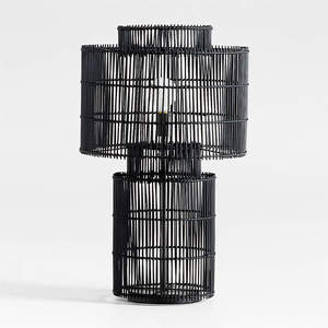 Lampes en rotin artisanales pour le salon, centre de décoration, lampes de table noires décoratives - Product Image 1